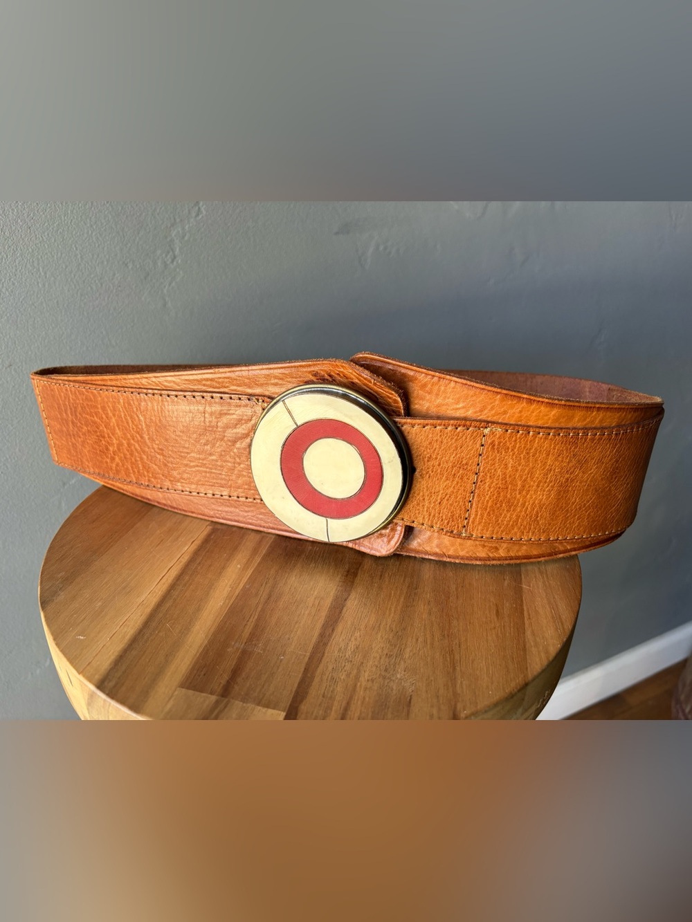 Vintage Anthropologie Target Buckle Wide Leather Belt ~ Size L